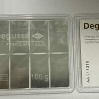 Lingotto 100 grammi argento 999,99 pezzi 10 x 10 grammi Degussa - immagine 2